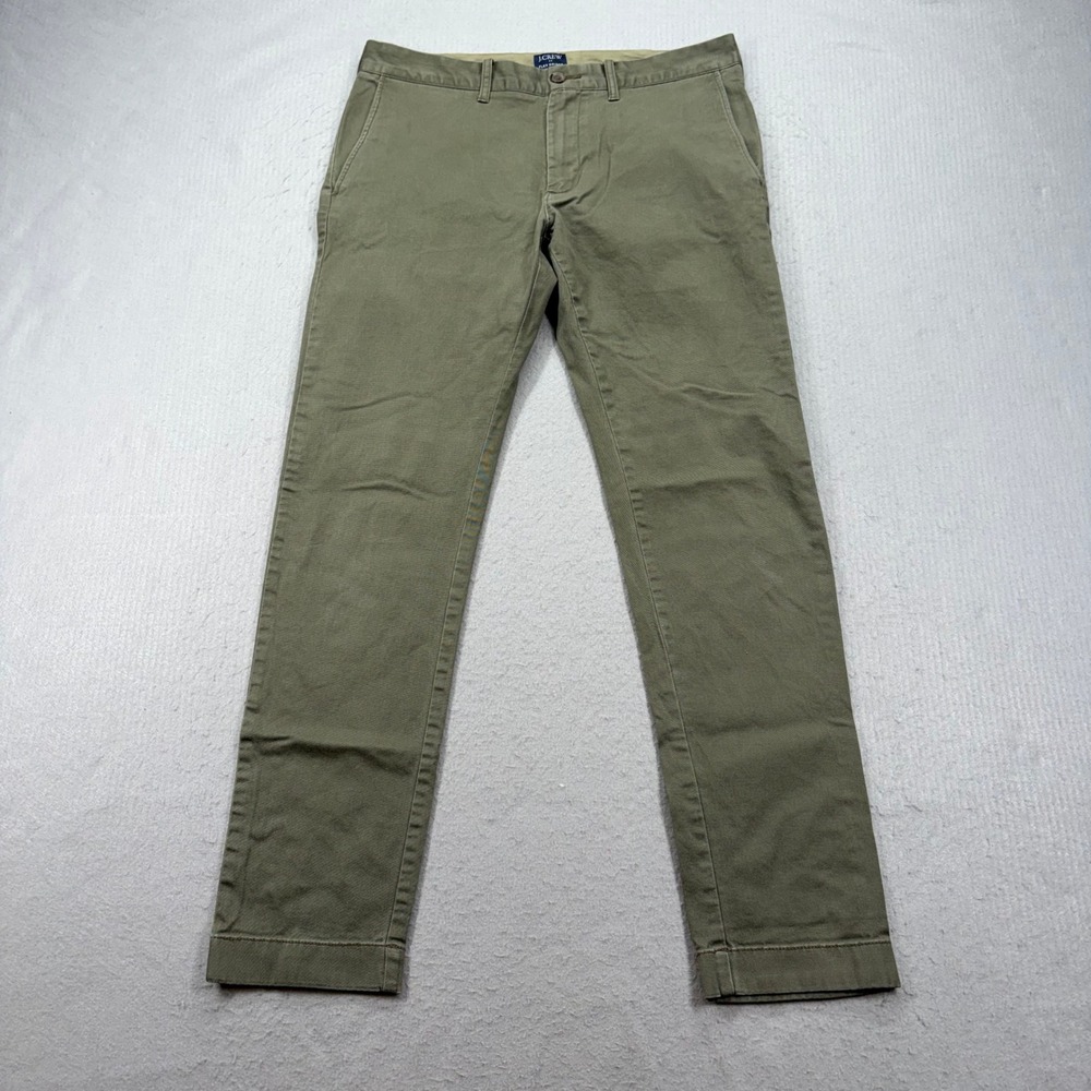 J.Crew Flex Driggs Chinos Mens 32x32 Olive Green Slim Fit Pants H3167